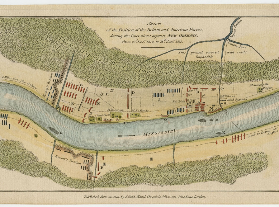 Sketch of the Position of the British and American Forces, during the Operations against New Orleans from 23d. Decr. 1814 to 18th. Jany. 1815
